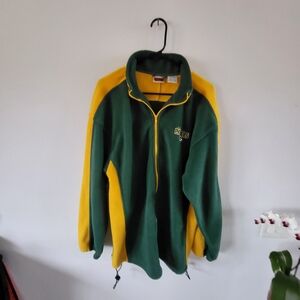 Green Bay Packers Fleece Jacket Mens Large Green Yellow NFL Quarter Zip Pullover